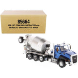 CAT Caterpillar CT660 Day Cab Tractor with McNeilus Concrete Mixer Truck Blue Metallic 1/50 Diecast Model by Diecast Masters-0