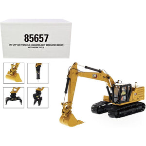Cat Caterpillar 323 Hydraulic Excavator Next Generation Design with Operator and 4 Work Tools "High Line Series" 1/50 Diecast Model by Diecast Masters-0
