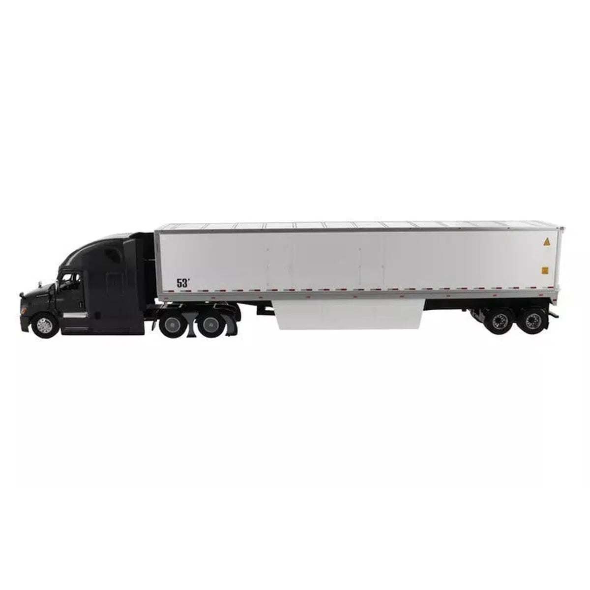 Diecast Masters 71047 Freightliner New Cascadia Sleeper Cab Black with 53 ft. Dry Van Trailer White Transport Series 1 by 50 Diecast Model