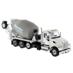 1/50 Scale Diecast White Peterbilt 567 Cement Mixer Toy Truck