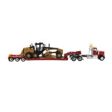1/50 Scale Red International HX520 Tractor With Lowboy and Cat 12M3 Toy
