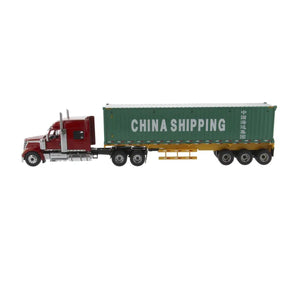 1/50 Scale Red International Toy Semi Truck With Sea Container