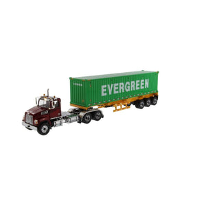 1/50 Scale Western Star 4700 Tandem Semi Truck With EverGreen Sea Container