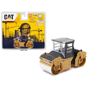 CAT Caterpillar CB-13 Tandem Vibratory Roller with Cab Yellow and Black 1/64 Diecast Model by Diecast Masters-0