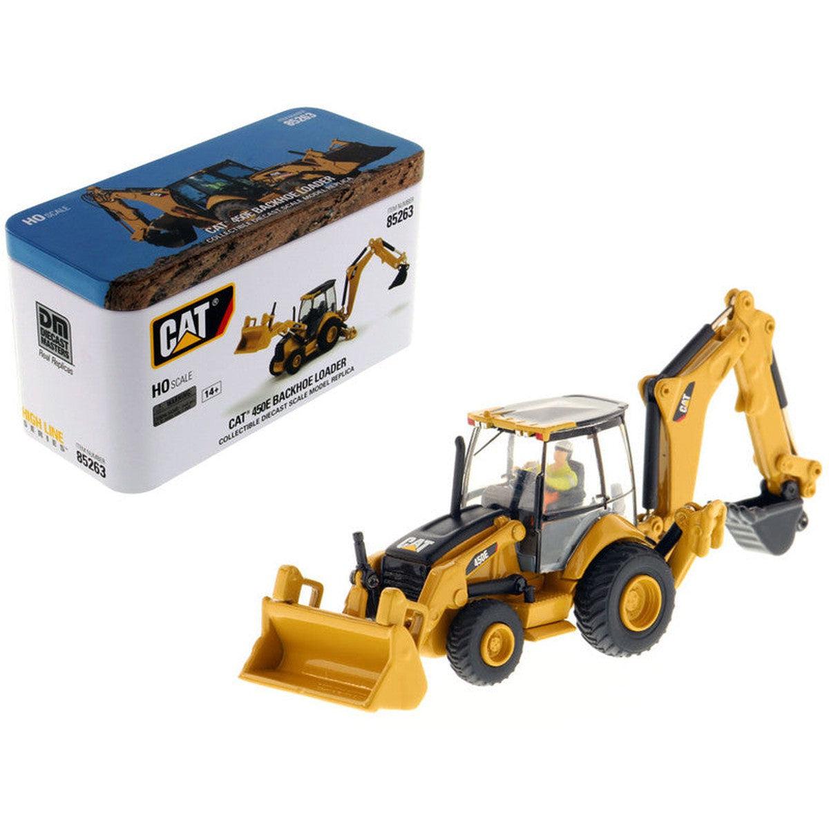 1/87 Scale Caterpillar 450E Diecast Backhoe Toy With Operator