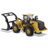 1/87 Scale Diecast Cat 972M Wheel Loader Toy With Log Fork & Operator