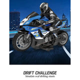 2.4GHz Stunt RC Motorbike - 1:10 Scale High-Speed Drift Racer with 30-Min Drive