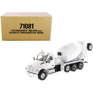 Kenworth T880 SFFA with McNeilus Bridgemaster Concrete Mixer White "Transport Series" 1/50 Diecast Model by Diecast Masters-0