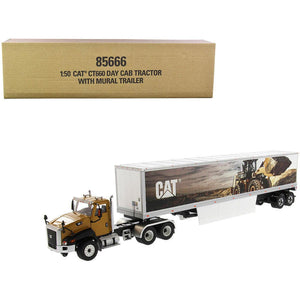CAT Caterpillar CT660 Day Cab with Caterpillar Mural Dry Van Trailer "Transport Series" 1/50 Diecast Model by Diecast Masters-0