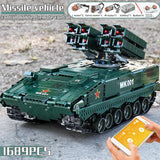1689 Pieces Remote Control WW2 HJ-10 Anti Missile Tank