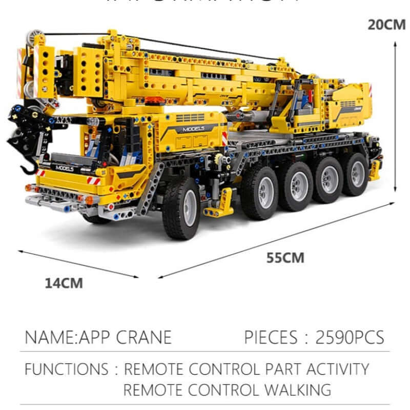2590 Piece Technical Crane Truck With Remote Control Model Set