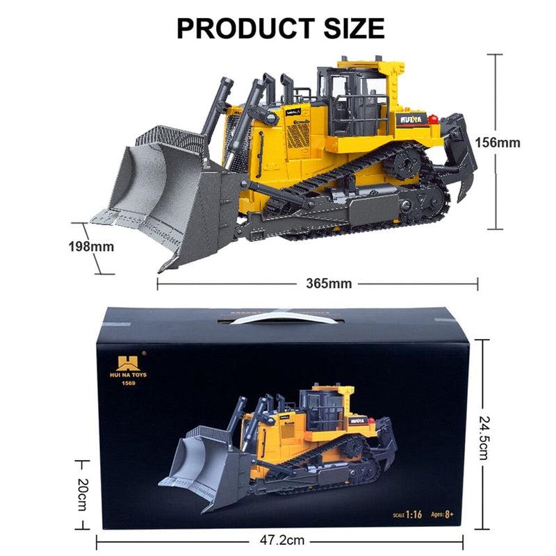 thumbnail image 2 of Mostop 1/16 Scale RC Bulldozer Toy - 9 Channel Remote Control Construction Vehicle With Sound 2 of 6